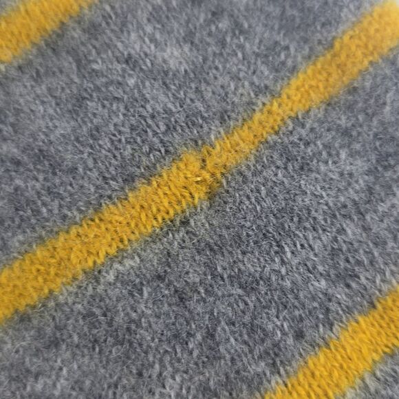Fenn Wright Mason 2 Ply Cashmere Sweater Gray Yellow Stripe Crew Neck Medium - Picture 4 of 7